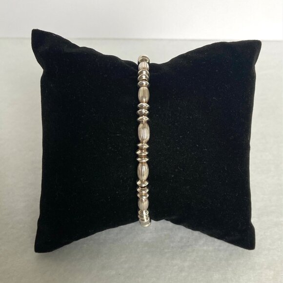 Sterling Silver 925 Italy Ball Beaded Flexible Cuff Bracelet Sz 6.75" - Picture 3 of 16